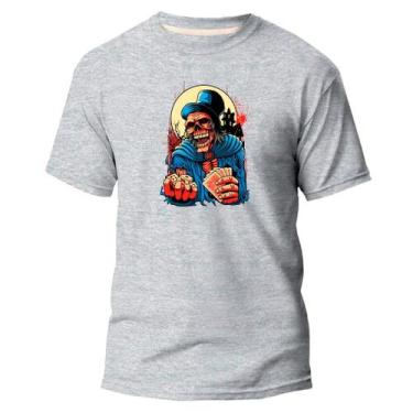Imagem de Camiseta Algodão Premium Estampa Digital Caveira Poker DTF - Pavesi, C