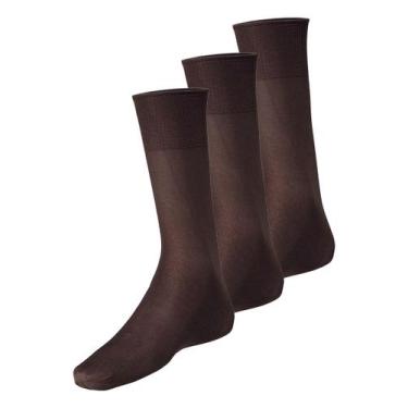 Imagem de Kit com 3 Pares de Meias Social Meianyl 6002-001, Marrom
