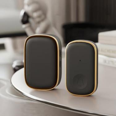 Imagem de Campainha sem fio, alcance de 30 cm alto o suficiente com 5 níveis de volume e modo mudo sinos de porta LED piscando, preto