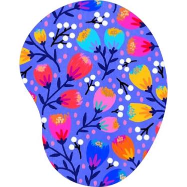 Imagem de Mouse Pad Ergonômico Gota Tulipas Neon Bolinhas Fundo Azul Royal