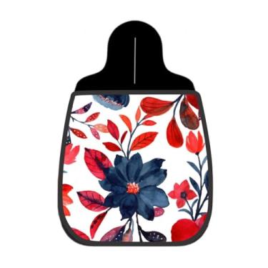 Imagem de Lixeira De Carro Organizador Lixinhocar Flor Azul Marinho Folhas Vermelhas Branco