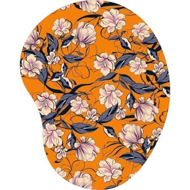 Imagem de Mouse Pad Ergonômico Gota Arte Floral Peônia Rosa Laranja