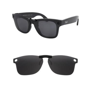 Imagem de HILEEN Óculos de sol polarizados com clipe para Ray-Ban Meta Wayfarer RW4006 e Gen 2 RW4012 50-22 para homens e mulheres proteção UV - preto