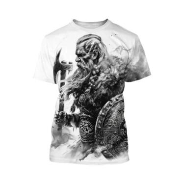 Imagem de Camiseta Masculina Preta E Branca Com Estampa De Tatuagem 3D, Estilo H
