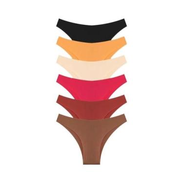 Imagem de Conjunto De 6 Calcinhas De Seda Gelada Sem Costura De Cintura Baixa, R