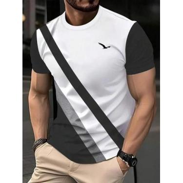 Imagem de Camiseta Masculina De Verão Com Estampa Personalizada, Manga Curta, Co
