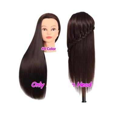 Imagem de Cabeça De Manequim Masculina Com Cabelo Sintético Longo E Suporte Com 