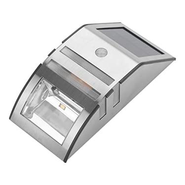Imagem de Acouto Sensor de Movimento Solar Luzes Movido a Energia Solar Pir Sensor de Movimento 2 Led Luz de Parede Jardim Lâmpadas de Segurança Pura Luzes de Parede Varanda & (Concha de aço inoxidável com