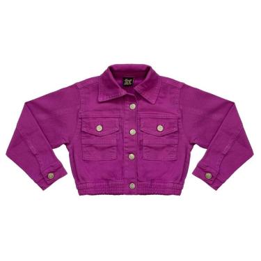 Imagem de Jaqueta Juvenil Look Jeans Cropped Sarja - MAGENTA - 8-Feminino