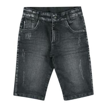 Imagem de Bermuda Look Jeans Corrosão Preta - UNICA - 10-Masculino