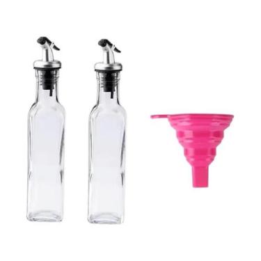 Imagem de Dispensador De Azeite Em Garrafa De Vidro Com Funil De Silicone Para T