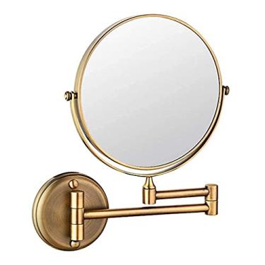 Imagem de LMJYU Espelho de maquilhagem, espelho de maquilhagem, espelho de casa de banho, espelho de beleza, espelho de parede, espelho de maquilhagem, aumento dobrável, dupla face, para casa de banho de hotel