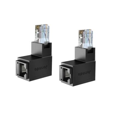 Imagem de Strhowill Adaptador Ethernet RJ45 macho para fêmea Cat6 - extensor blindado banhado a ouro para laptop, console de jogos, switch de rede (ângulo esquerdo)