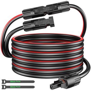 Imagem de Bateria Power Cabo de extensão de painel solar de 10 AWG, kit adaptador de fio solar paralelo de 6 mm² com conectores solares fêmeas e machos à prova d'água para RV (ambas as extremidades instaladas)