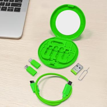 Imagem de Caixa de gerenciamento de cabos com suporte de cabo de carregamento, estojo organizador de cabos de mesa para escritório em casa, viagens - verde