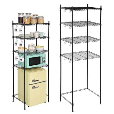 Imagem de noblequest Mini geladeira ajustável de 4 camadas, prateleiras de armazenamento de metal de movimento livre para uso acima da mini geladeira e suporte de micro-ondas, para dormitório, cozinha