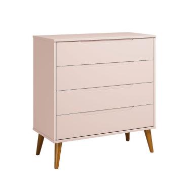 Imagem de Comoda Gaveteira Elfe Retro 4 Gavetas Rosa Fosco - Moveisaqui