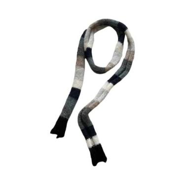 Imagem de Cachecol Longo Fino Listrado Colorido Feminino: Design Versátil Para O