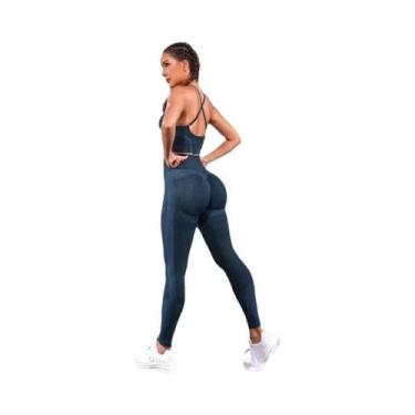 Imagem de Conjunto De Treino Feminino De Cintura Alta Sem Costura Para Yoga, 2 P