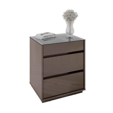 Imagem de Mesa de Cabeceira Organizadora Ellie 3 Gavetas Cinza Pérola - D'Rossi