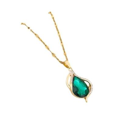 Imagem de Colar Com Pingente De Cristal De Zircônia Verde Para Mulheres, Joia De