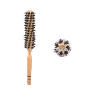 Imagem de Escova De Cabelo Redonda De Madeira Com Cerdas Naturais De Javali Para