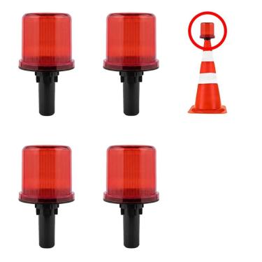 Imagem de Sinalizador Solar Viario Kit 4 Uni  Estrada Rodovia Alerta Rua Cone Pedestre Obra