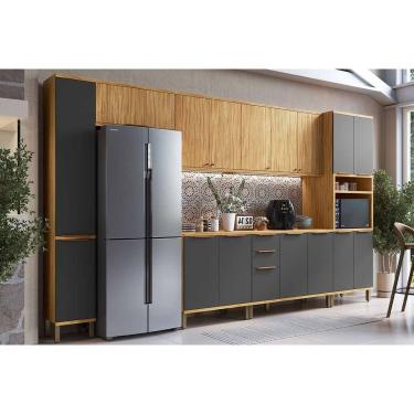 Imagem de Cozinha Modulada Ronipa 7 Peças Sauvignon C7P104 Amendoa/Chumbo