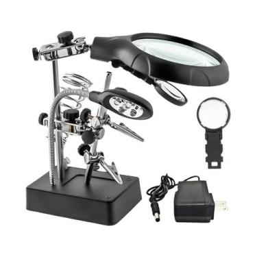 Imagem de Estação De Solda Com Lupa Iluminada Por LED 2.5X 7.5X 10X Com Garras J