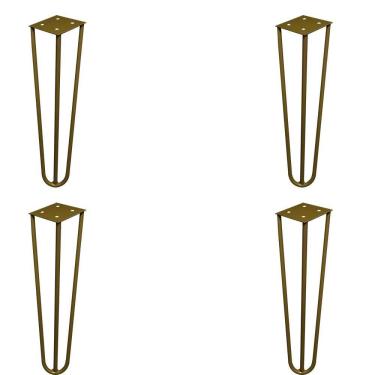 Imagem de Kit 4 Pés De Metal 25 Cm Hairpin Legs Rack E Puffs Dourado