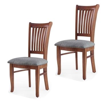 Imagem de Kit 2 Cadeiras Jantar Bakeri Linho Cinza/Imbuia