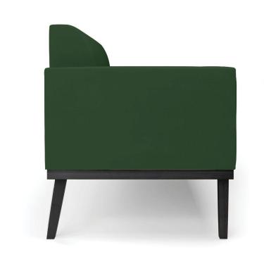 Imagem de Poltrona Namoradeira Decorativa Pés Fixo Em Madeira Preto Veludo Verde Esmeralda