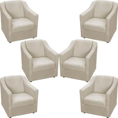 Imagem de Kit 6 Poltronas Decorativa Para Sala Recepção Manicure Barbearia Escri