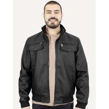 Imagem de Jaqueta Ellus Masculina Vegan Leather Bomber Zip Preta-Masculino