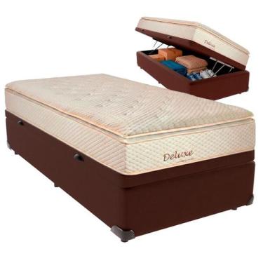 Imagem de Cama Box Baú Solteiro e Colchão Deluxe Molas Ensacadas Colchobel Marro