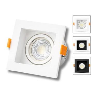 Imagem de Spot Recuado Embutir Luminária + Lâmpada Led Mr16 Dicroica Gu10 Quadra