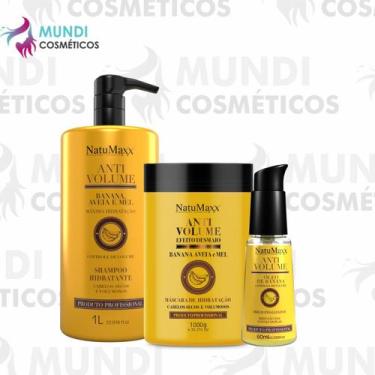 Imagem de Kit Shampoo 1l + Máscara + Serum Antivolume Banana Natumaxx