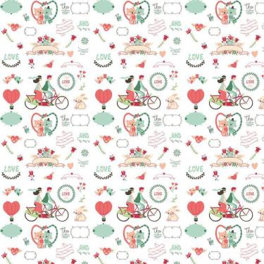 Imagem de Papel De Parede Love Amor Flores Pássaros Coloridos Adesivo