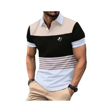Imagem de Camisa Polo Slim Fit Masculina De Verão Com Estampa Digital 3D, Manga 