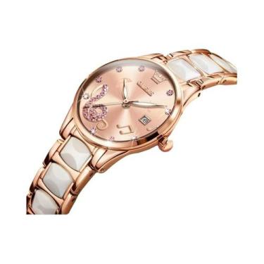 Imagem de Relógio De Pulso Feminino OLEVS Com Pulseira De Cerâmica, Quartzo, 30m