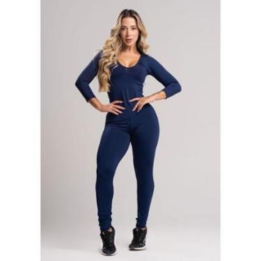 Imagem de Macacão Longo Feminino 3/4 Costa Fechada Fitness Suplex Academia Mvb Modas-Feminino