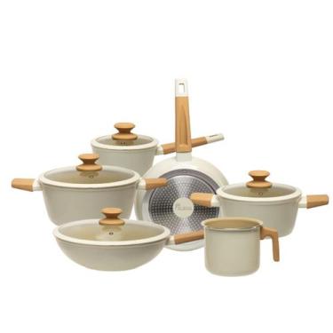 Imagem de Jogo De Panelas Antiaderente 4,5mm 6 Peças Elara Soft Ceram, Vanilla