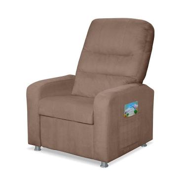 Imagem de Poltrona Do Papai Reclinável Confortável Veludo Fibra Siliconada Marrom SMF Decor