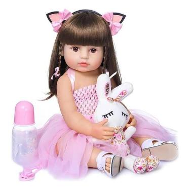 Imagem de Brastoy Bonecas Bebe Reborn Menina 100% Silicone 55 Cm