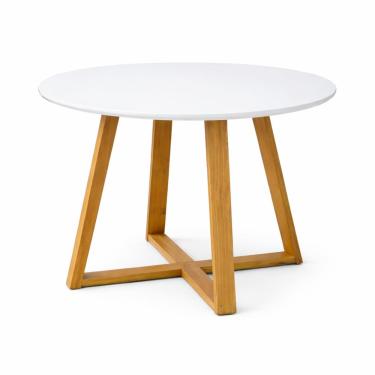 Imagem de Mesa De Jantar Redonda Livia 90cm Branca Pés Em Madeira