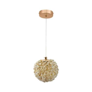 Imagem de Pendente Ninho Dente de Leão Cristal Dourado Apa-a-012 2902 com Soquete G9 1 Lâmpada Bivolt Cabo Regulável 1,90M Dourado