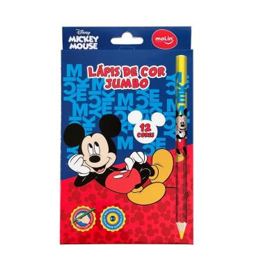 Imagem de Lápis de Cor Jumbo Molin do Brasil Mickey Mouse Estampa 2 com Ponta Grossa para Desenho...