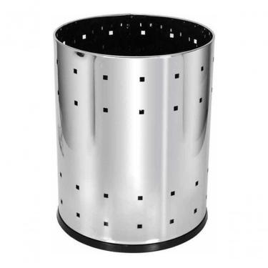 Imagem de Lixeira Telada em Aço Inox B9 22L Abertura Superior com Fundo Plástico ABS Inox para Escritório Higipack