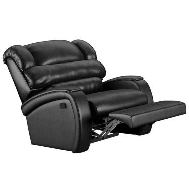 Imagem de Poltrona Do Papai Reclinável Kalie Manual Gatilho Fh9 Pu Preto Brilho - Mpozenato