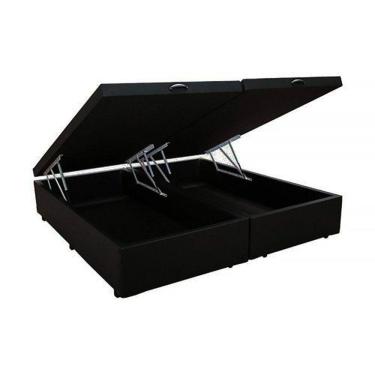 Imagem de Base Box Baú Casal Bipartido Preto Suede 138x188